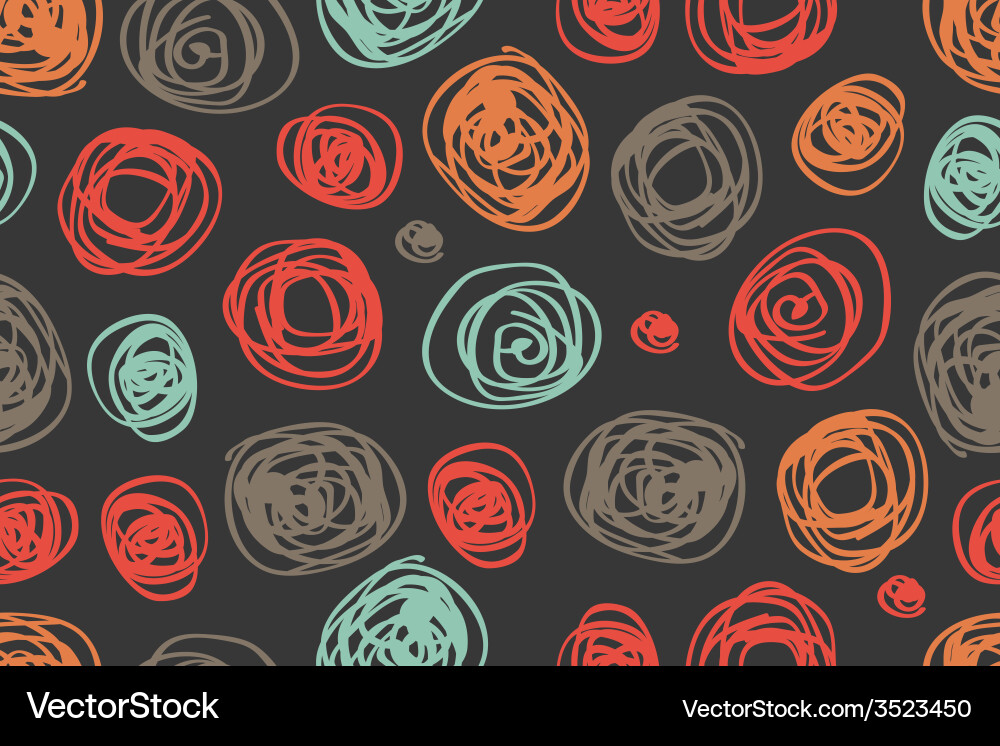 Seamless pattern of circles in retro style vector image