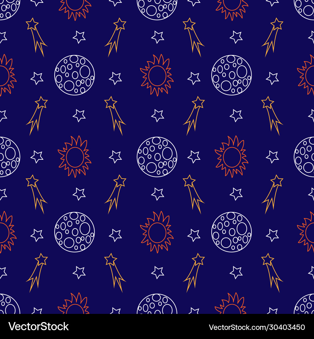 Seamless pattern with stars and comets Seamless pattern with stars and comets Vector Image