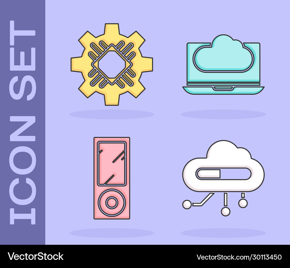 Set internet things processor music player Set internet things processor music player vector image