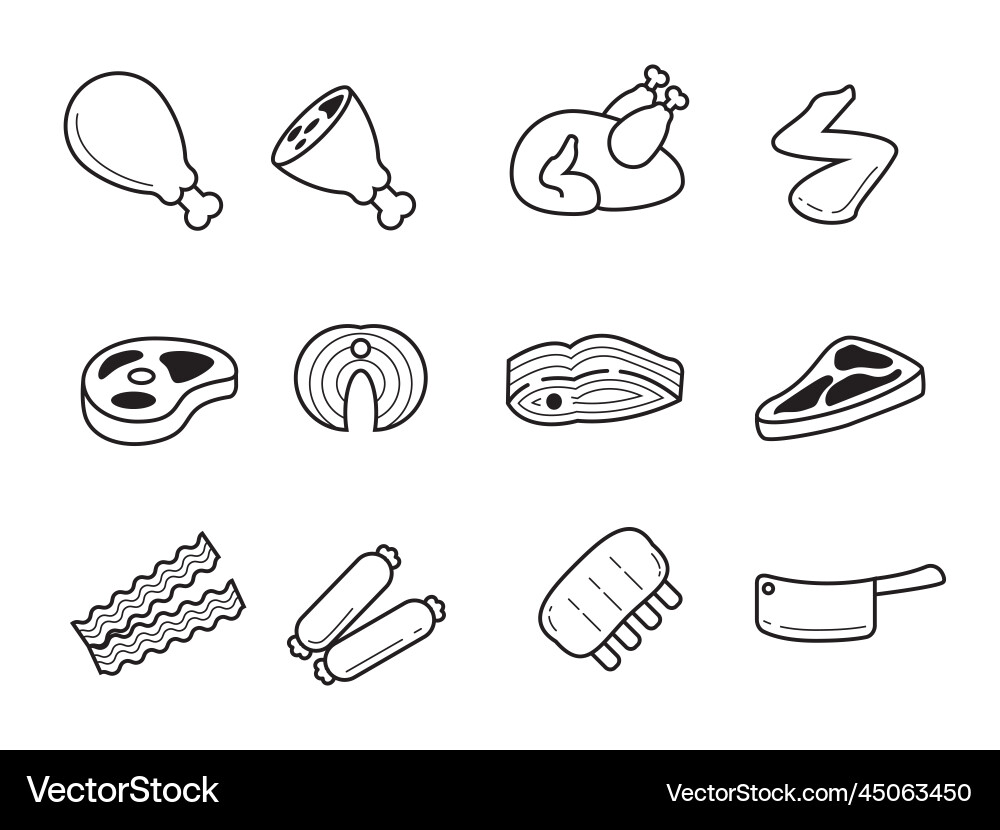 Set of meat icons with linear style Set of meat icons with linear style vector image
