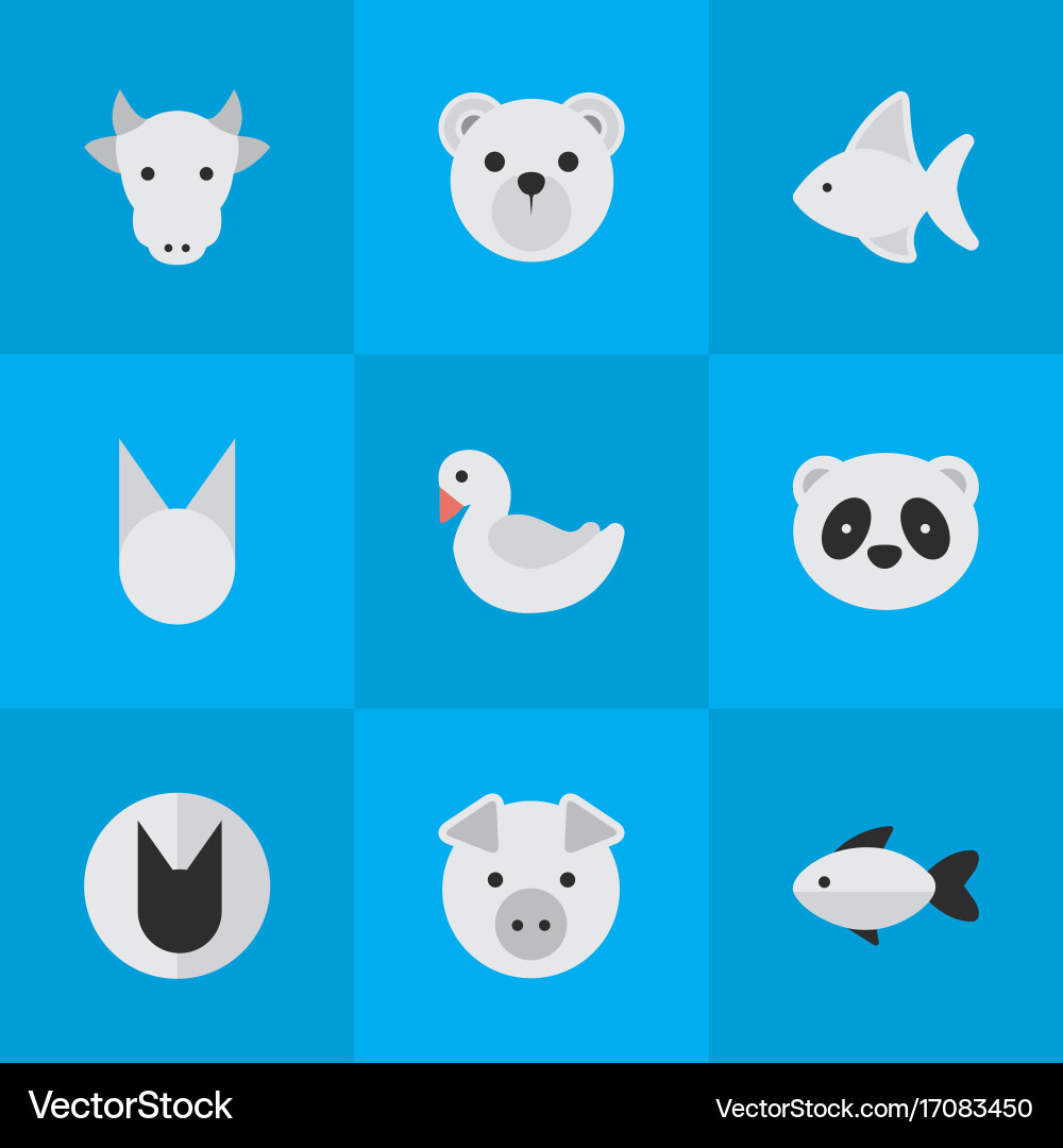 Set of simple zoo icons vector image