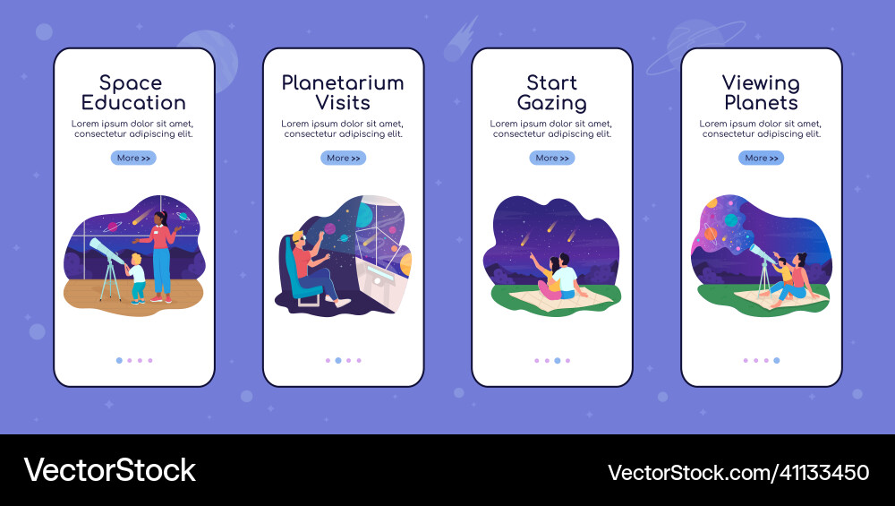 Space and science onboarding mobile app screen Space and science onboarding mobile app screen vector image