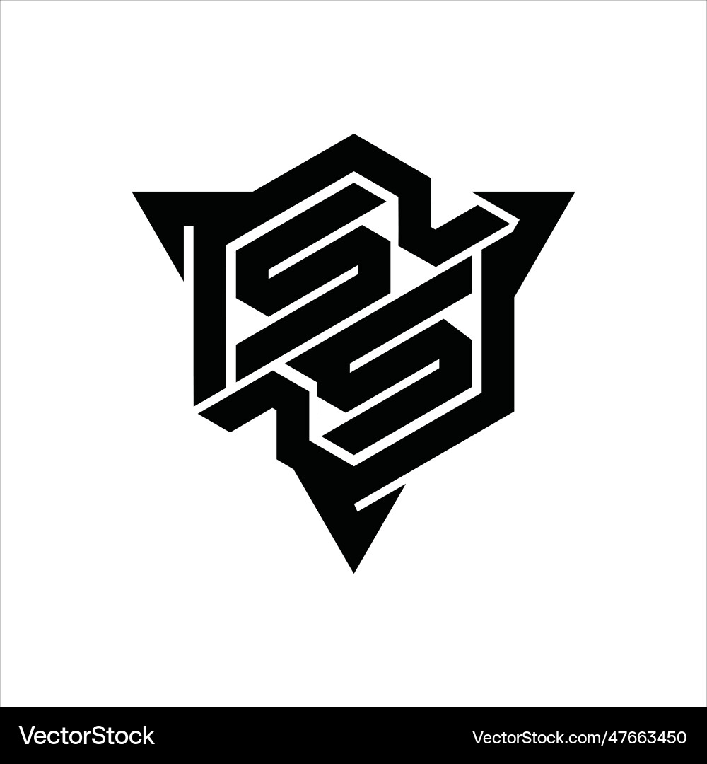 Ss logo monogram hexagon shape with triangle vector image