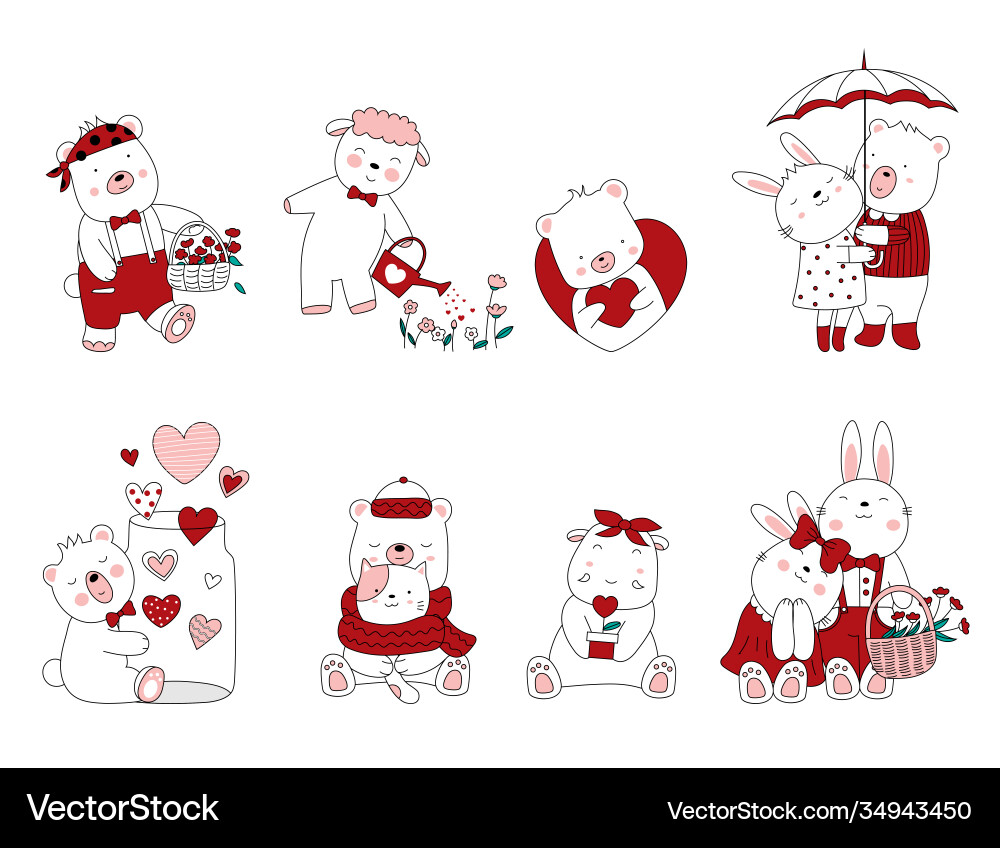 Valentines day with hand drawn style cartoon Valentines day with hand drawn style cartoon vector image