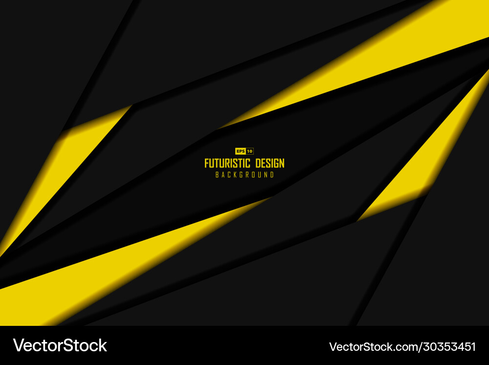 Abstract black and yellow tech overlap design vector image