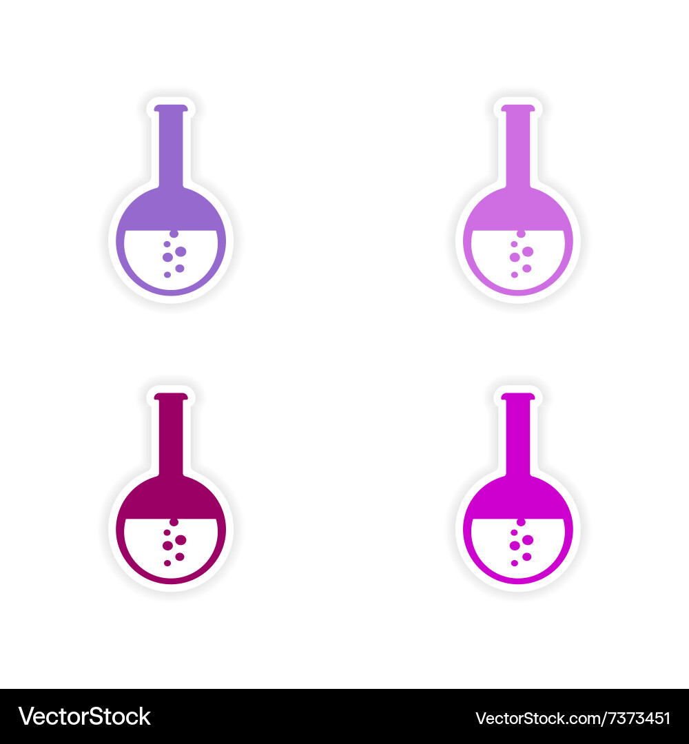 Assembly realistic sticker design on paper flasks Vector Image