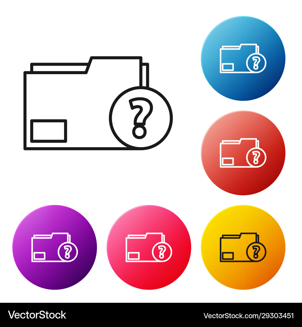 Black line unknown document folder icon isolated Black line unknown document folder icon isolated vector image
