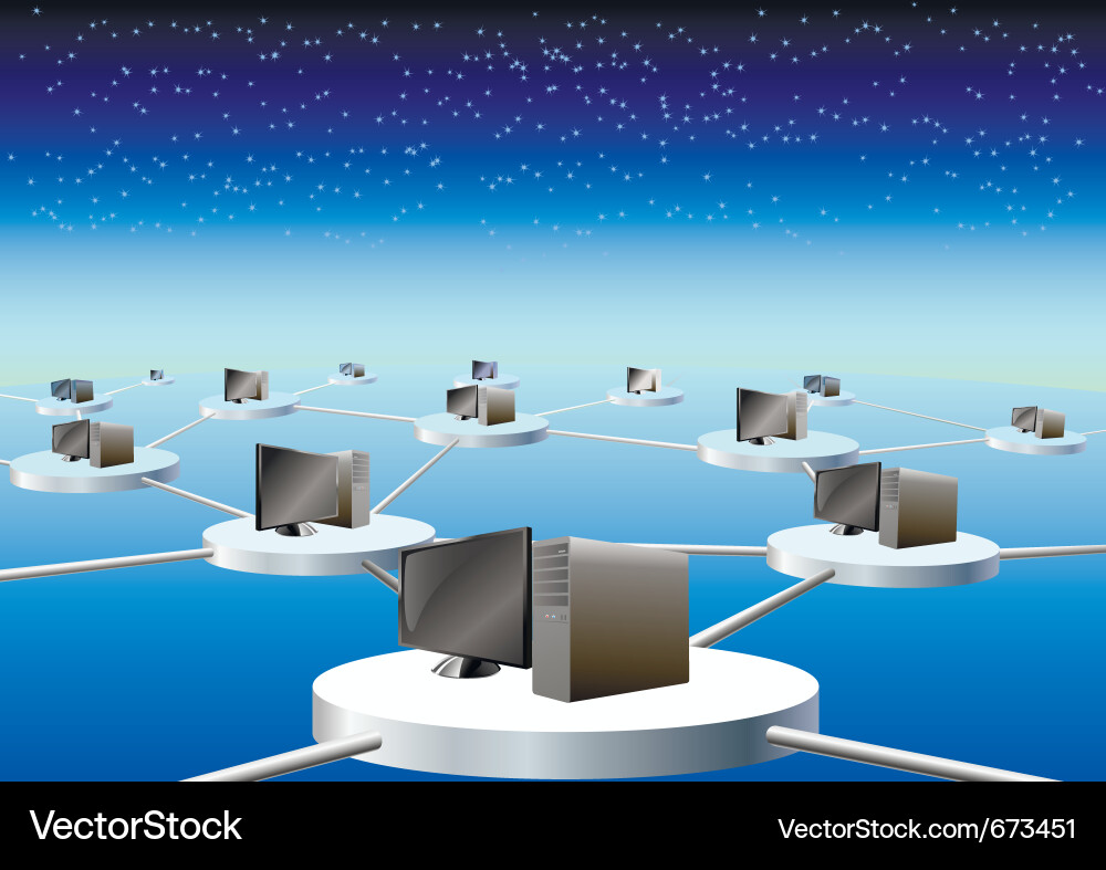Computers connected in a network Vector Image