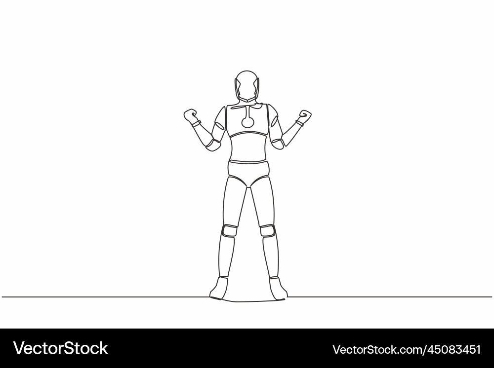 Continuous one line drawing of happy robot Continuous one line drawing of happy robot vector image