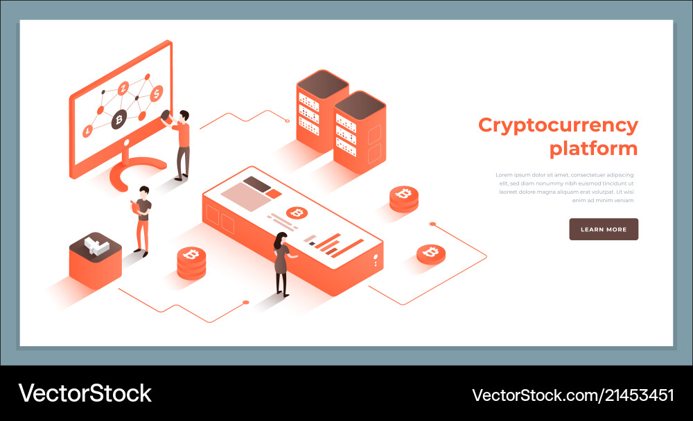Cryptocurrency Blockchain Isometric Vector Image