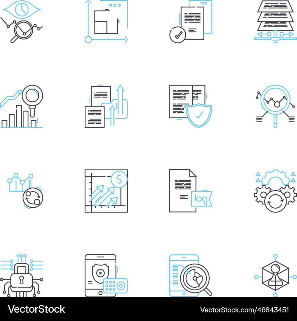 Digital repository linear icons set archive Vector Image
