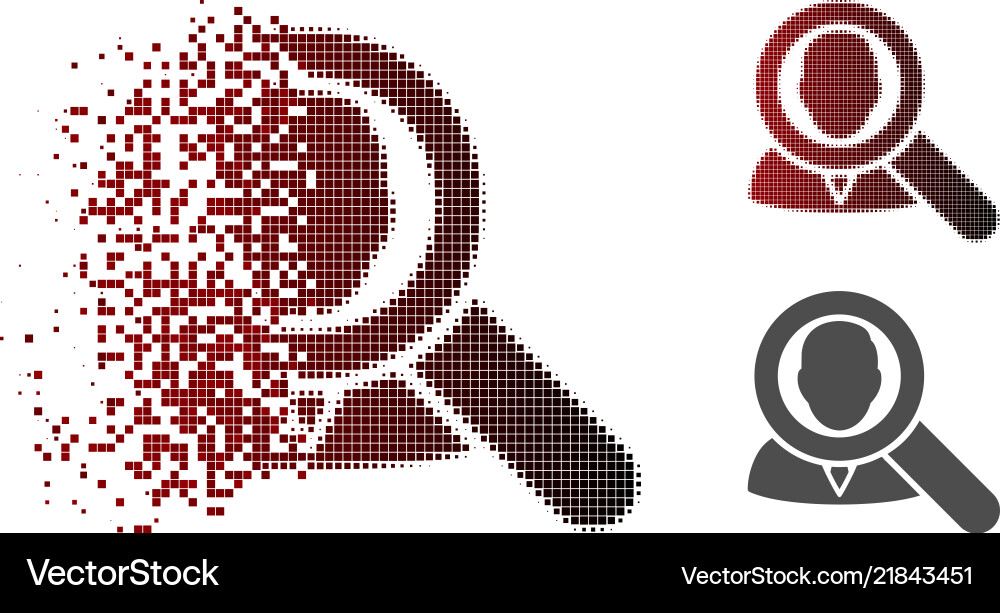 Dissolving pixel halftone find user icon Dissolving pixel halftone find user icon vector image