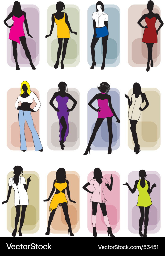 Elegant Women Silhouettes Vector Image