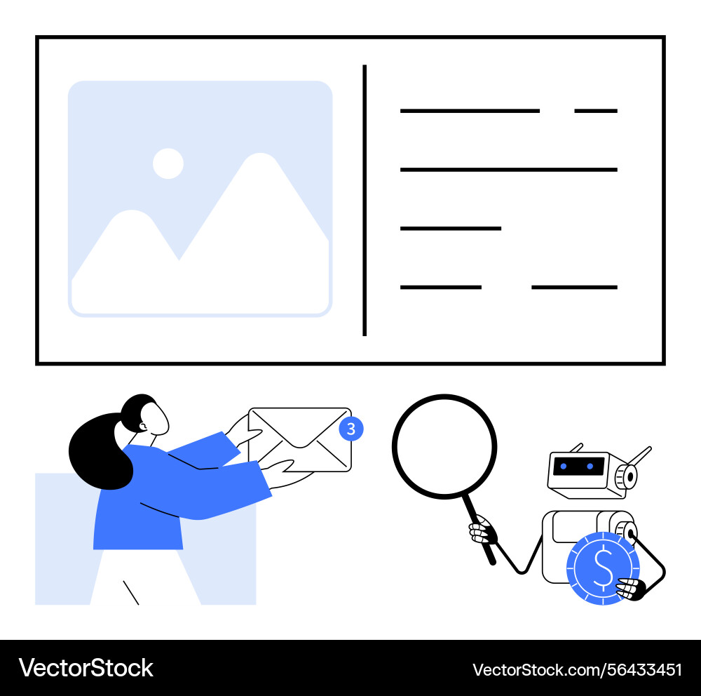 Email notification data analysis and ai Email notification data analysis and ai vector image