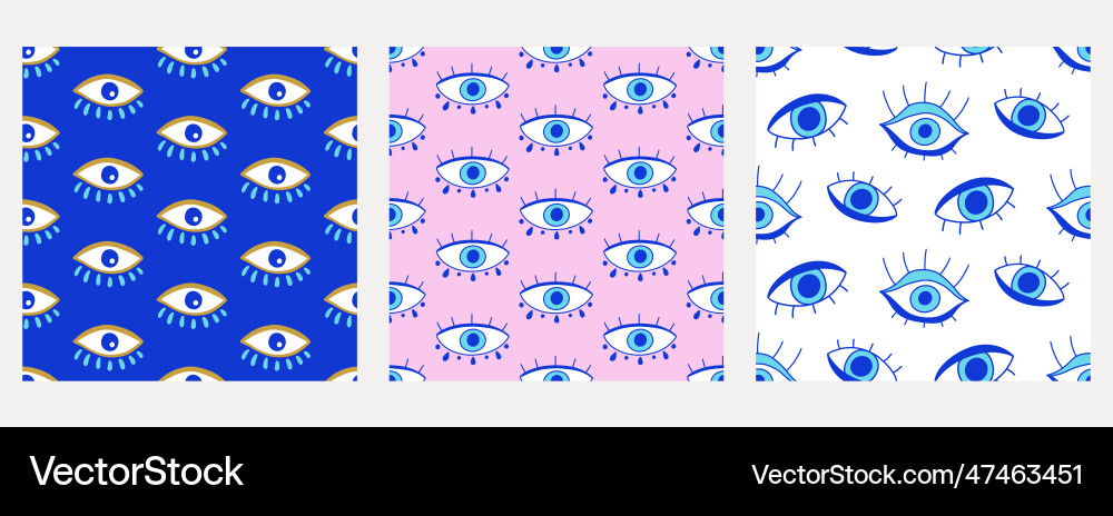 Evil eye seamless patterns set background vector image