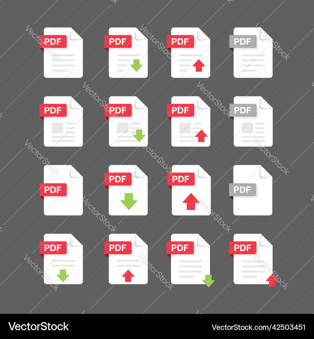 Flat design with pdf files icon set symbol vector image