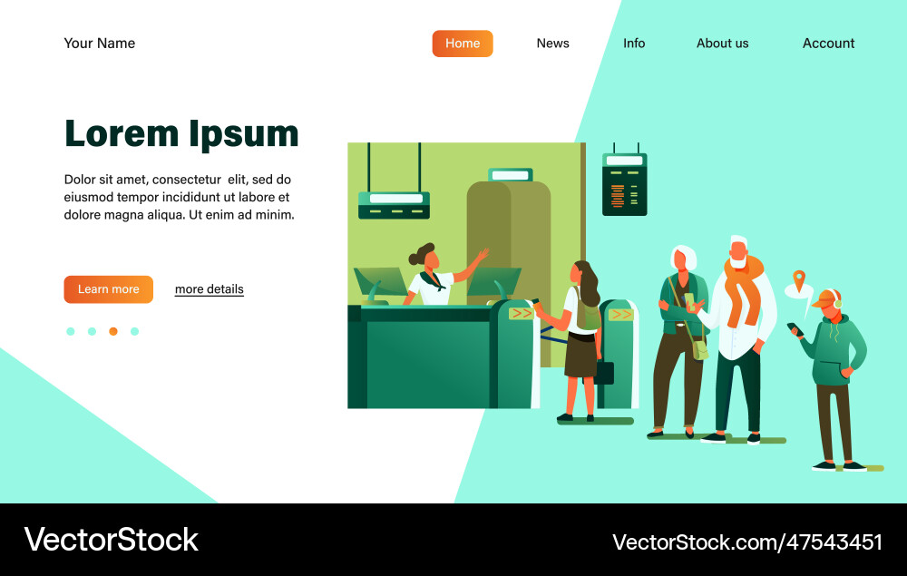 Group of passengers standing in queue to counter Group of passengers standing in queue to counter vector image