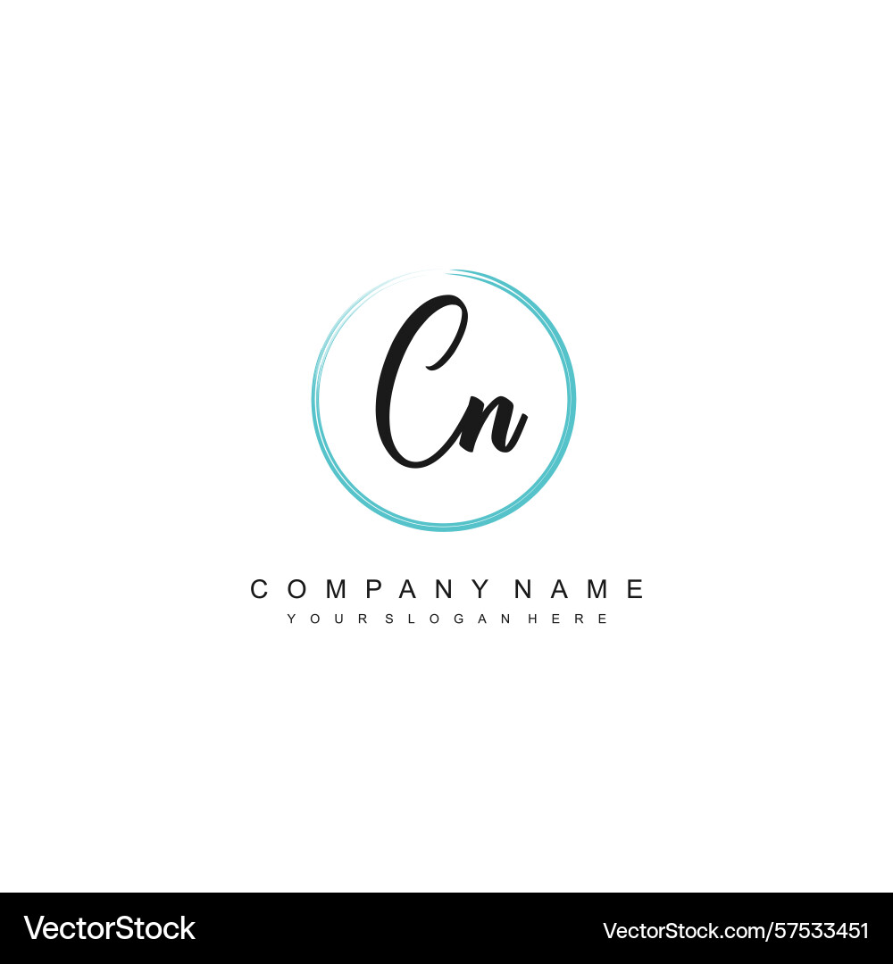 Minimal signature logo design with cn initials Minimal signature logo design with cn initials Vector Image