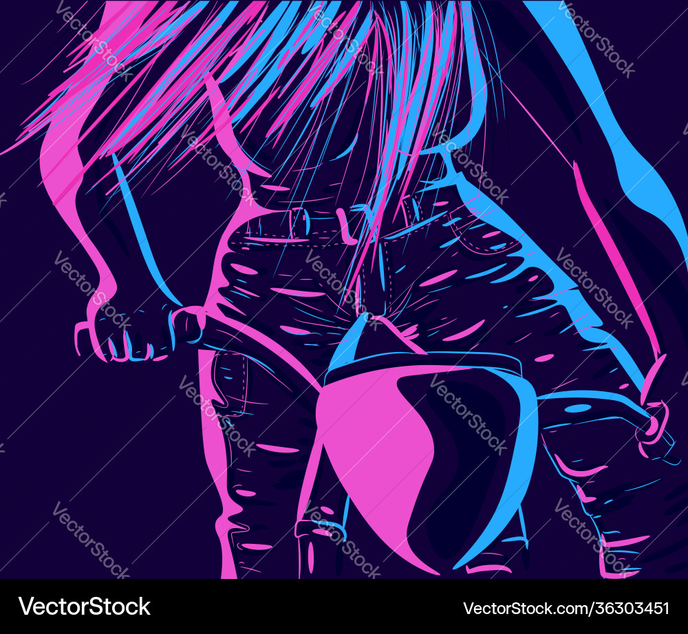 Modern neon a motorcyclist woman Modern neon a motorcyclist woman vector image