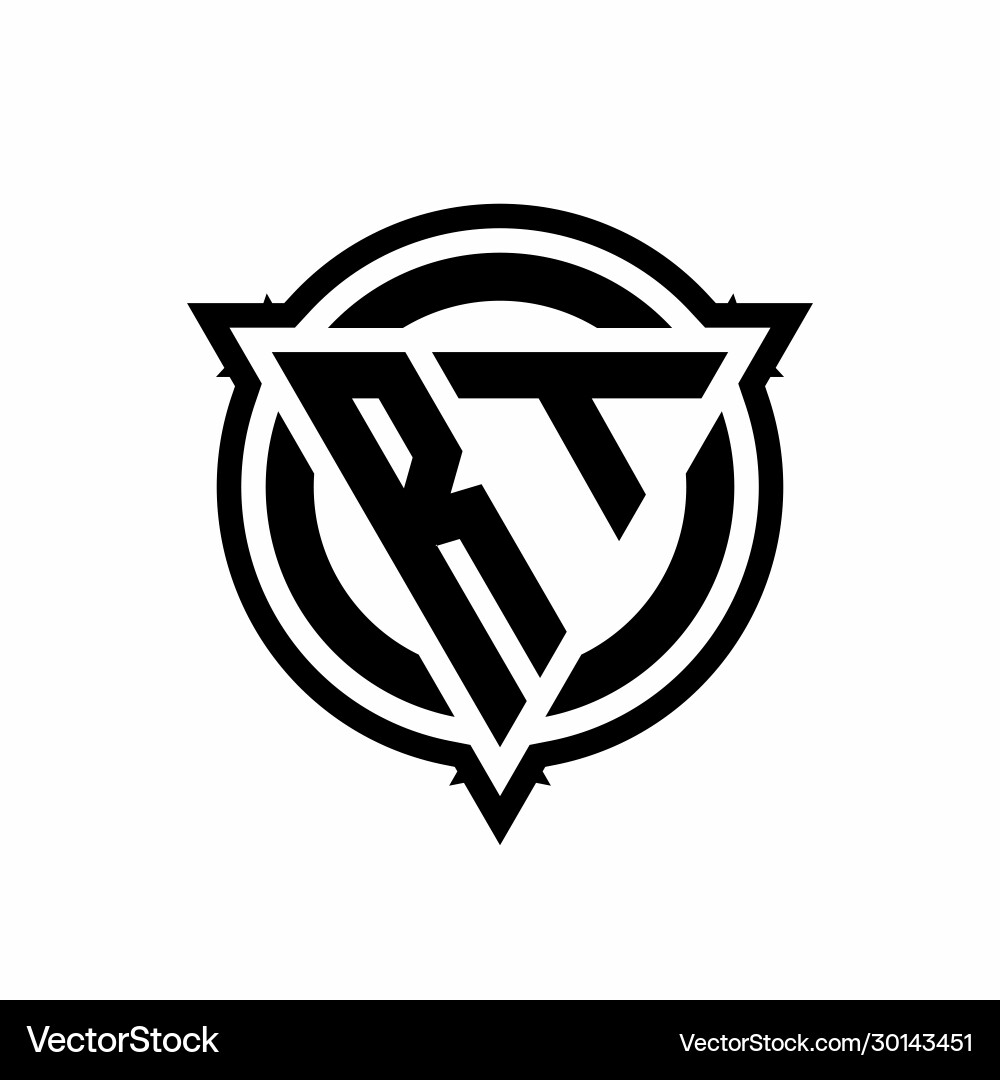 Rt logo with triangle shape and circle vector image