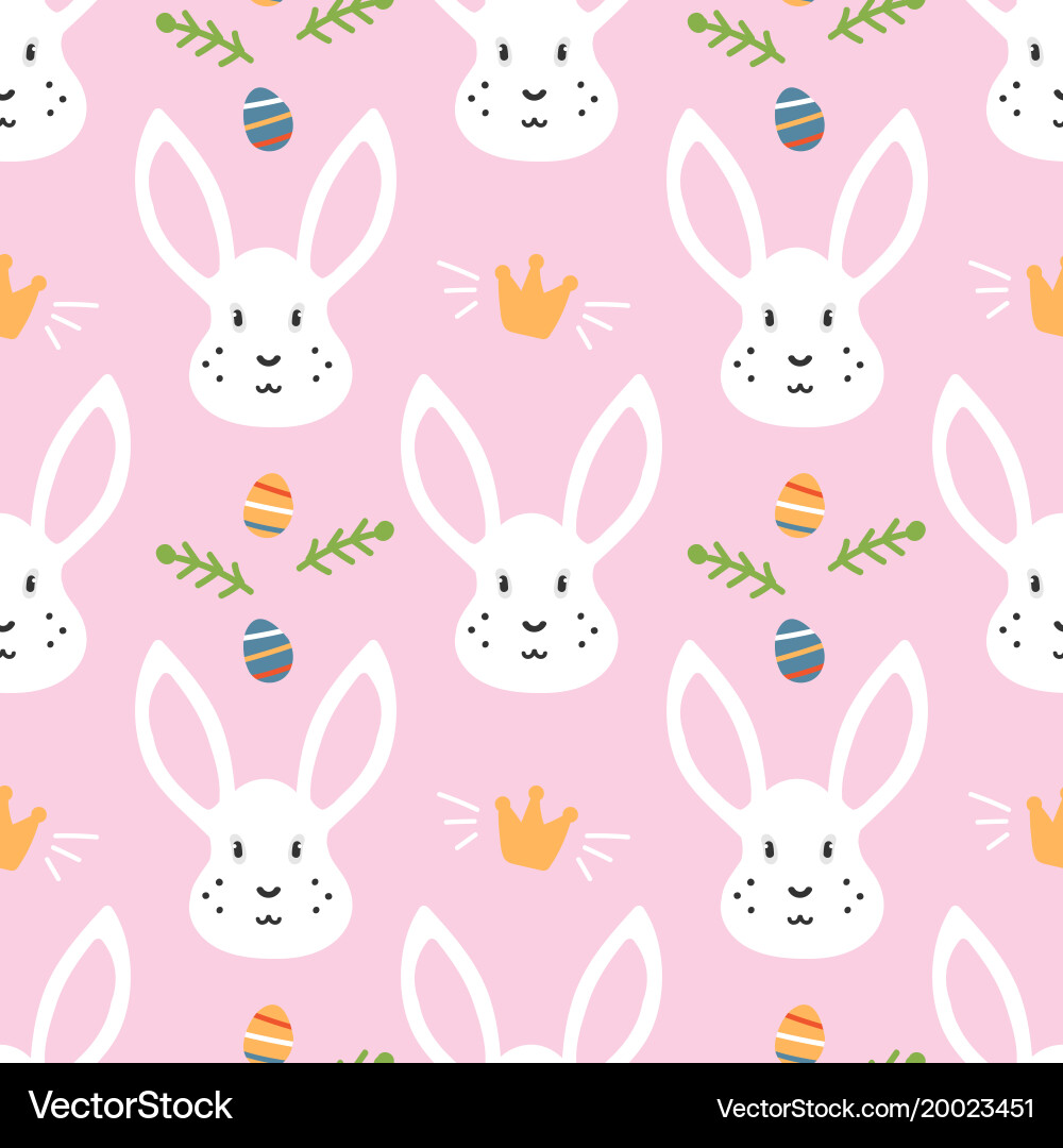 Seamless pattern for easter with rabbit and eggs vector image