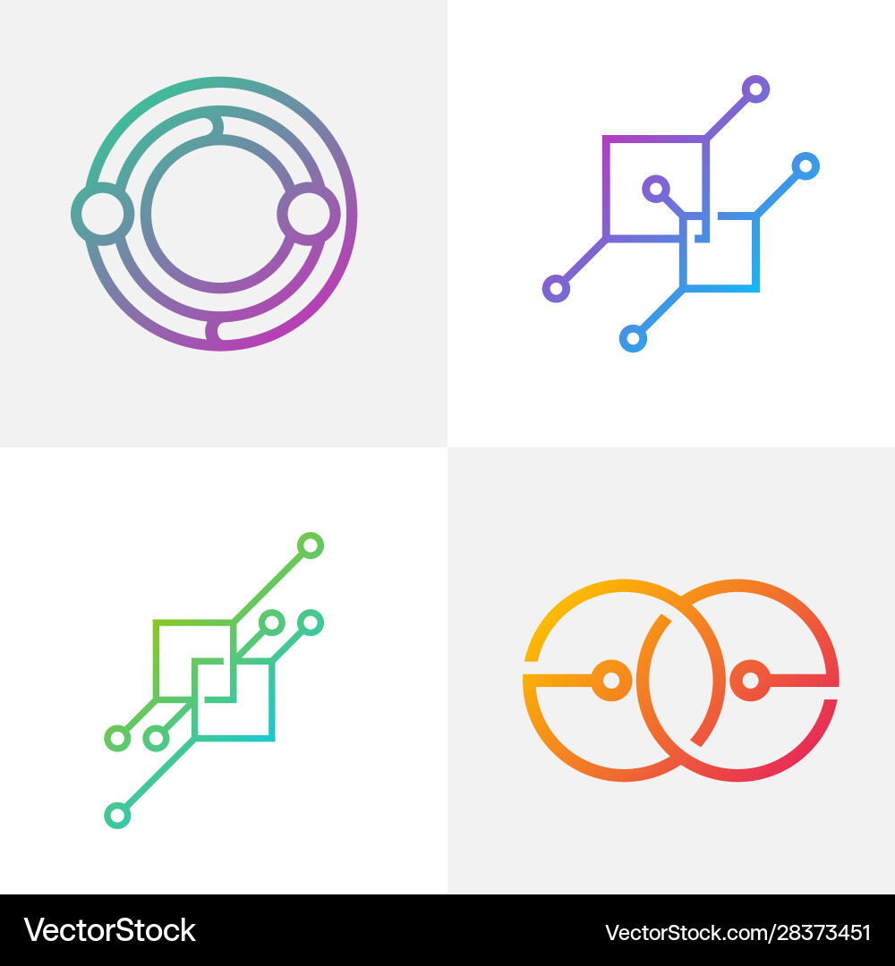 Set circuit logo design template circular Set circuit logo design template circular Vector Image