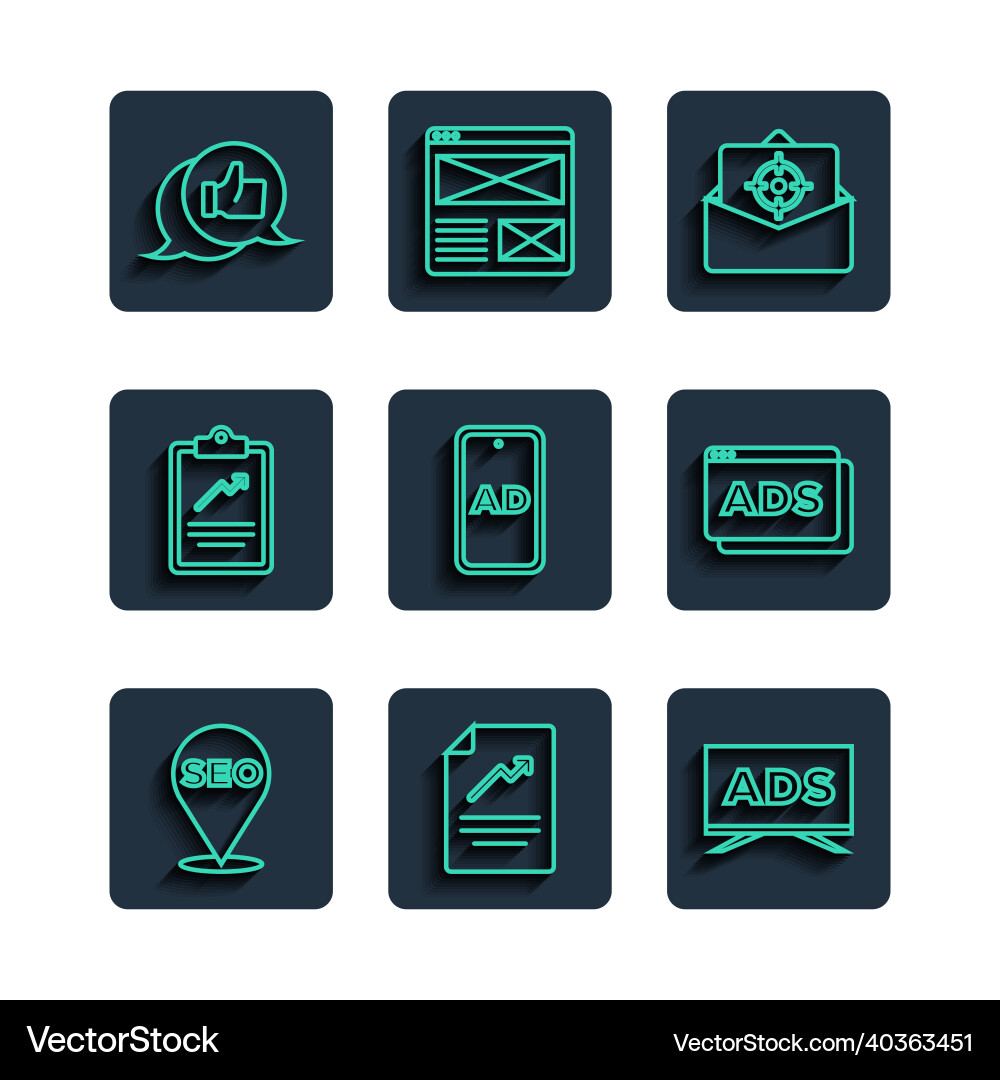 Set line seo optimization document with graph Set line seo optimization document with graph vector image