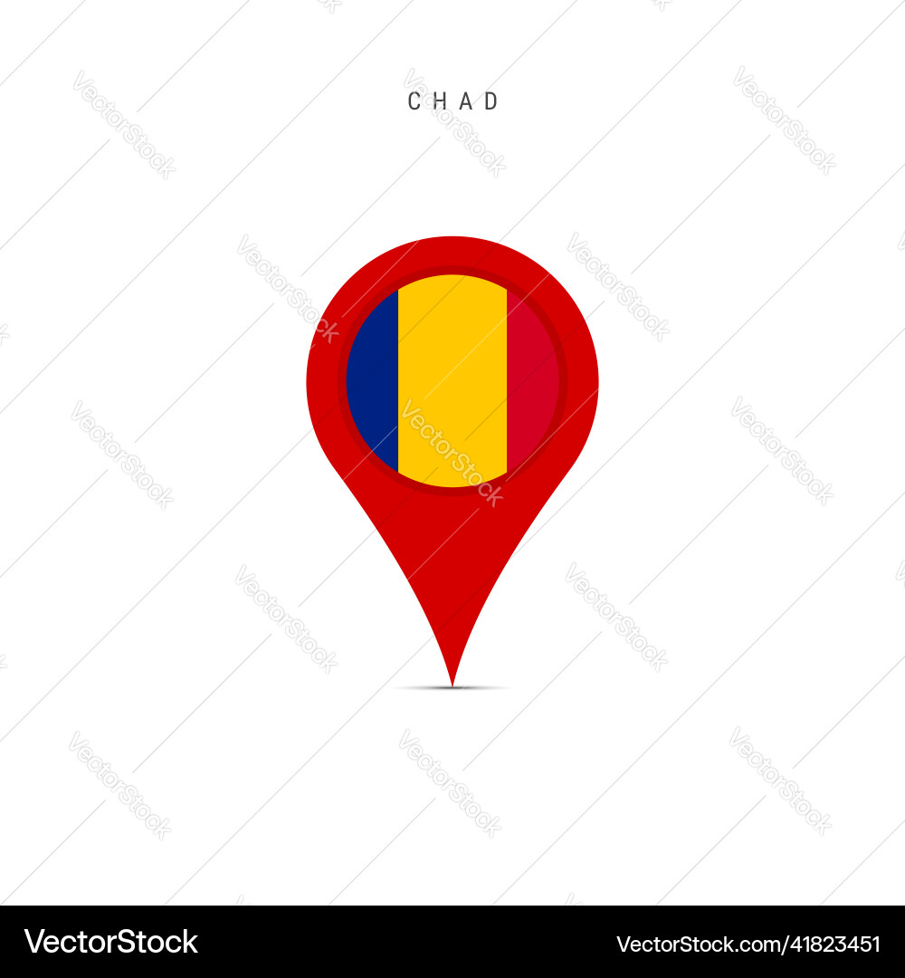 Teardrop map marker with flag of chad flat Teardrop map marker with flag of chad flat Vector Image