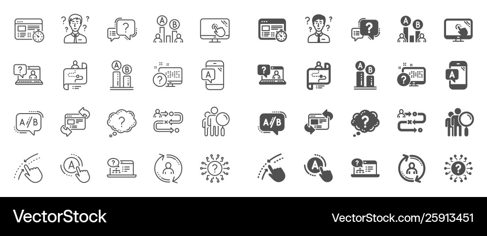 Ux line icons set ab testing journey path map Ux line icons set ab testing journey path map Vector Image