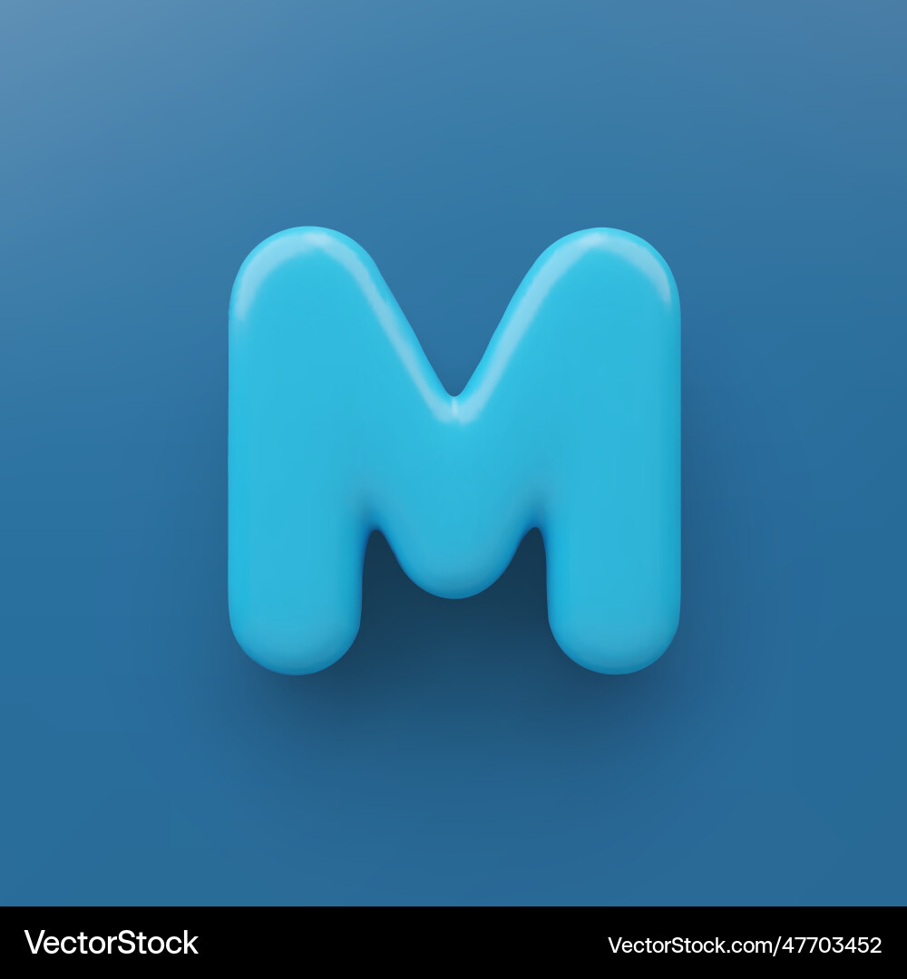 3d blue uppercase letter m with a glossy surface 3d blue uppercase letter m with a glossy surface vector image