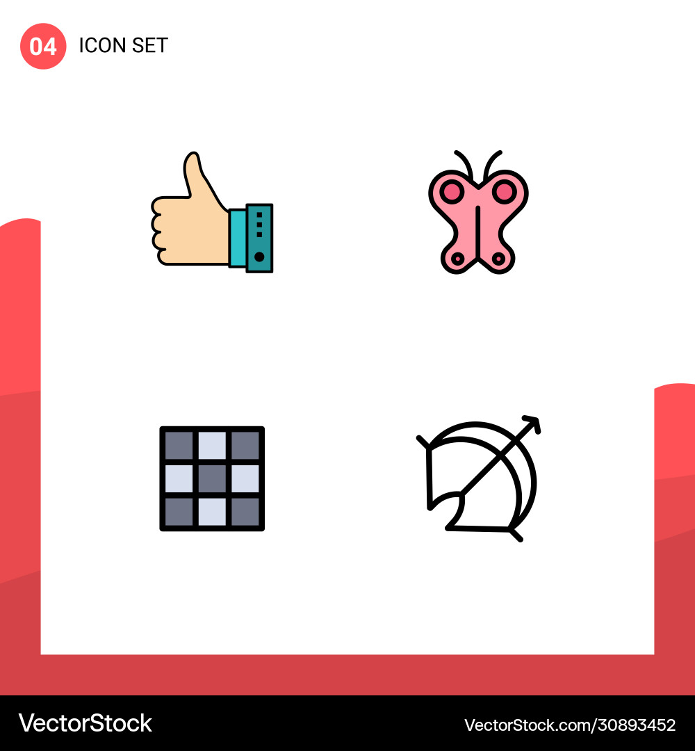 4 user interface filledline flat color pack Vector Image