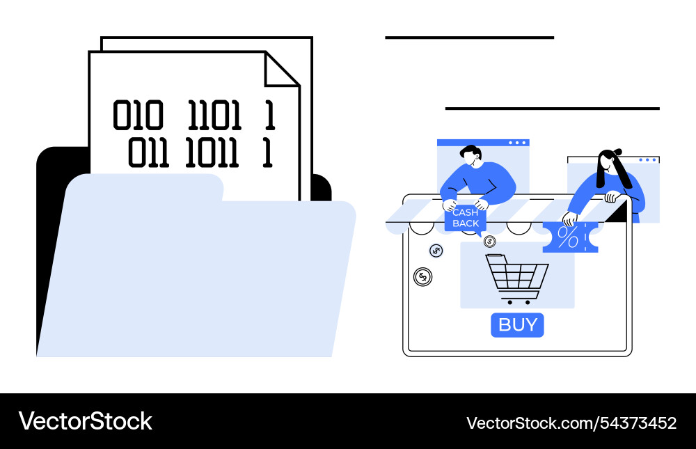 Binary code files and online shopping concepts Binary code files and online shopping concepts vector image