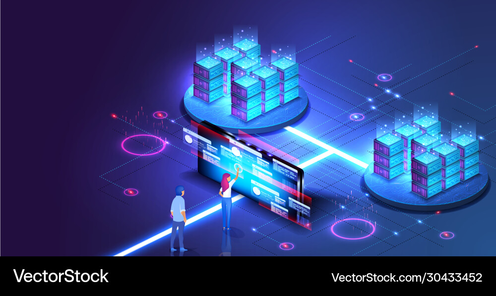 Cloud Computing & Data Visualization vector image