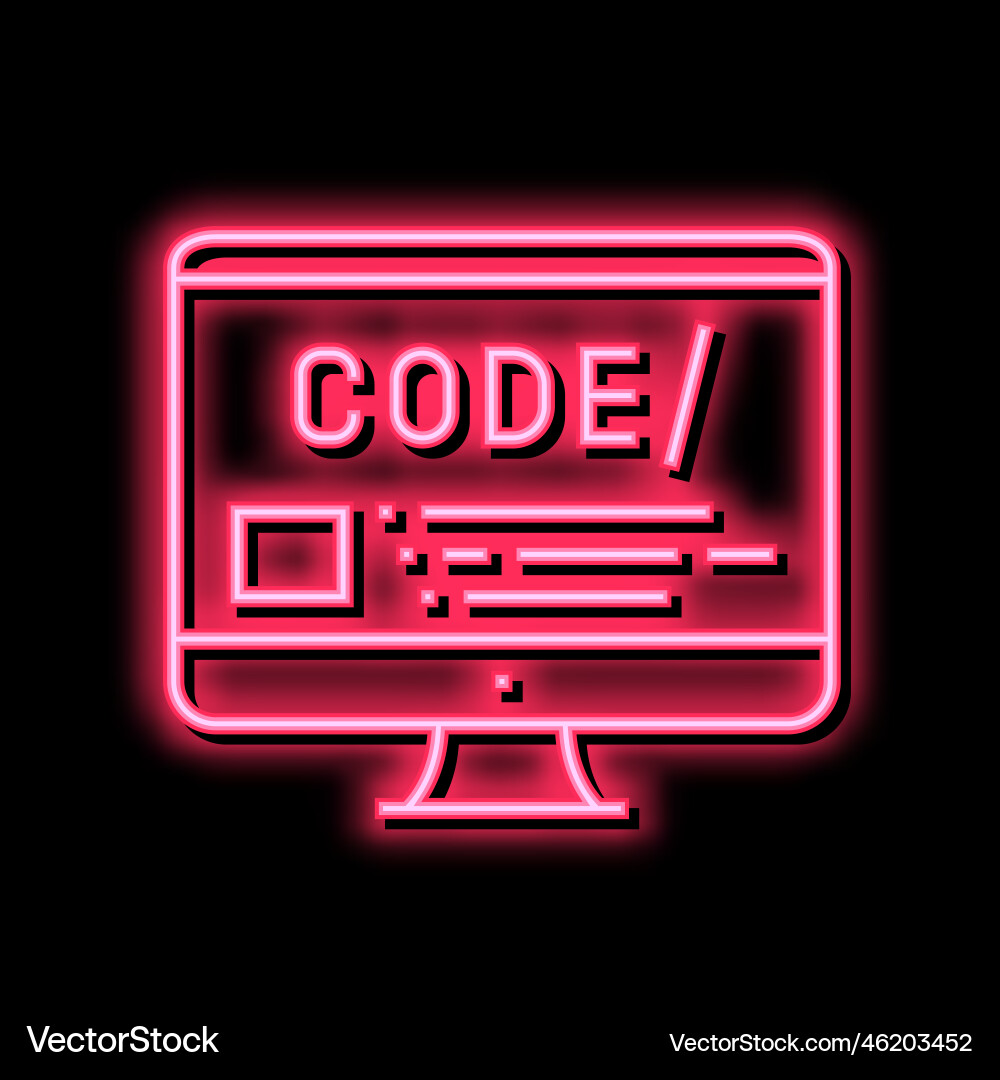 Code on computer screen neon glow icon Vector Image