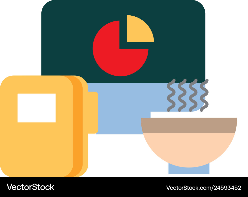 Computer desktop with folder and coffee vector image