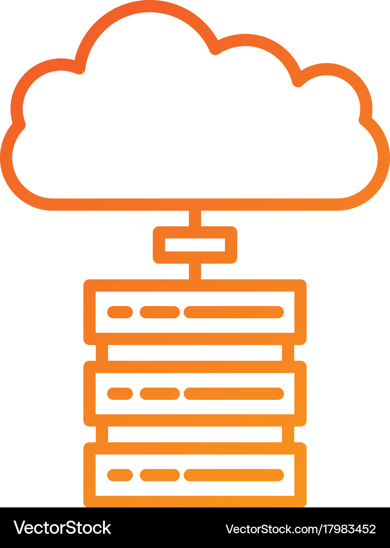 Data base center server cloud computing connection vector image