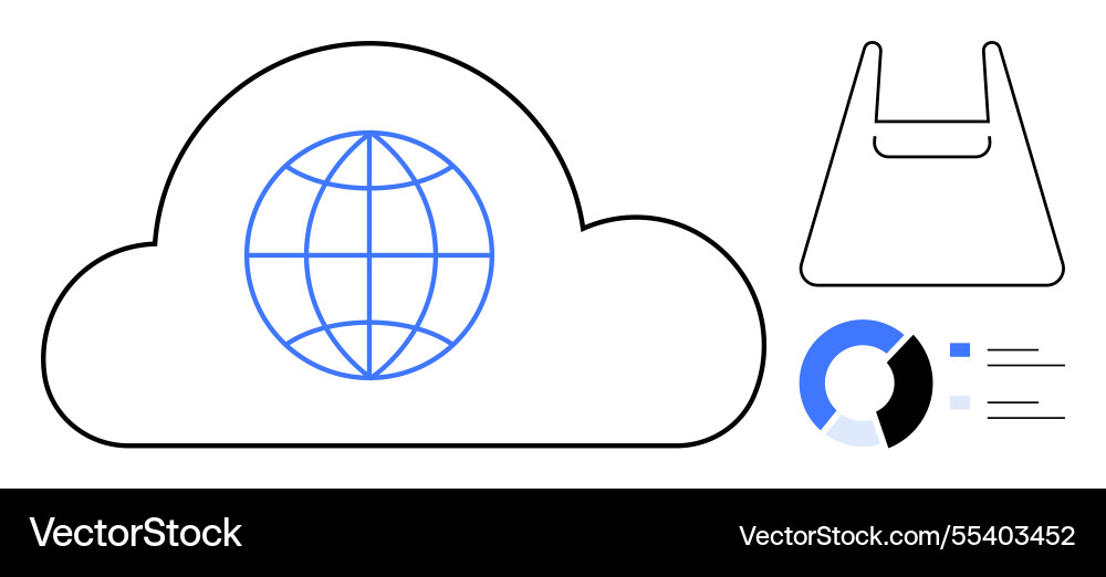 Digital world cloud computing with global data e Vector Image
