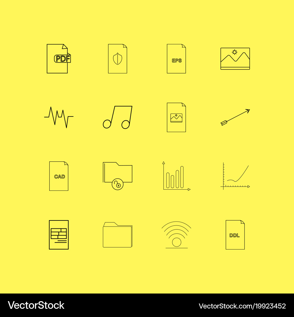 Files and folders linear icon set simple outline vector image