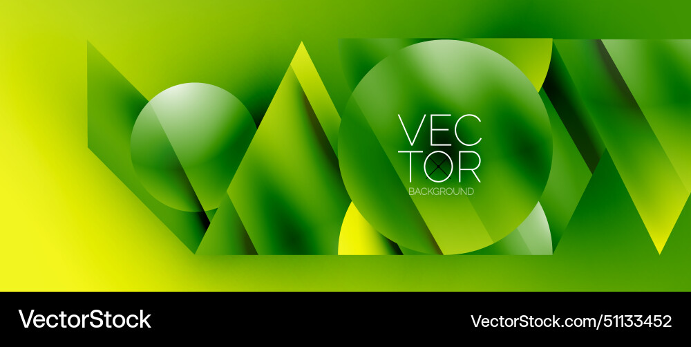 Green and yellow background with geometric shapes Vector Image
