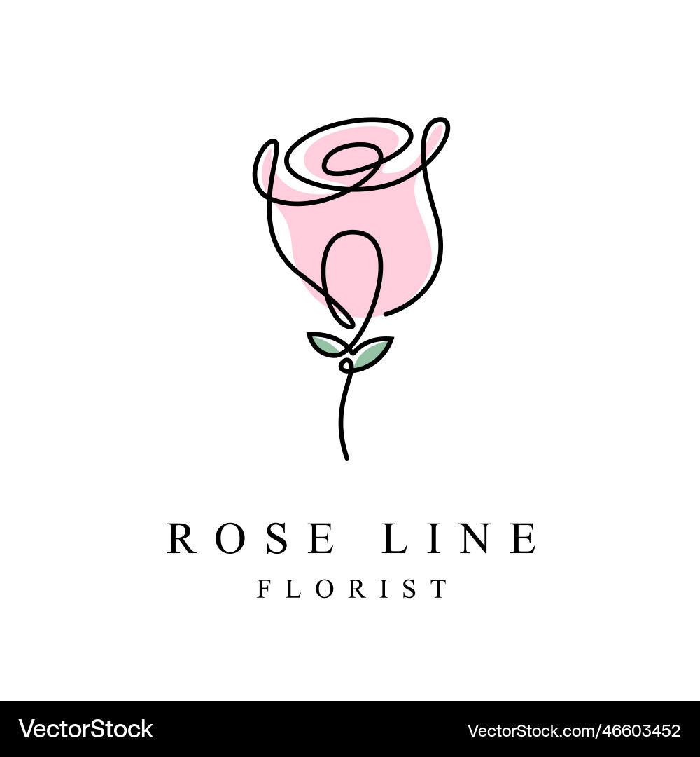Outline rose flower logo one continuous line art Outline rose flower logo one continuous line art vector image