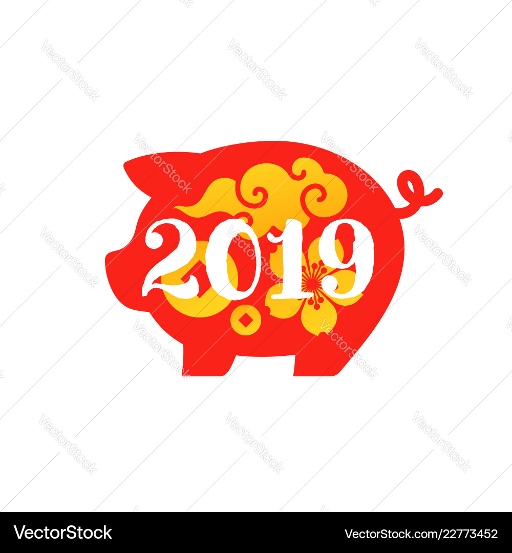 Red pig as chinese new year 2019 zodiac sign Red pig as chinese new year 2019 zodiac sign vector image