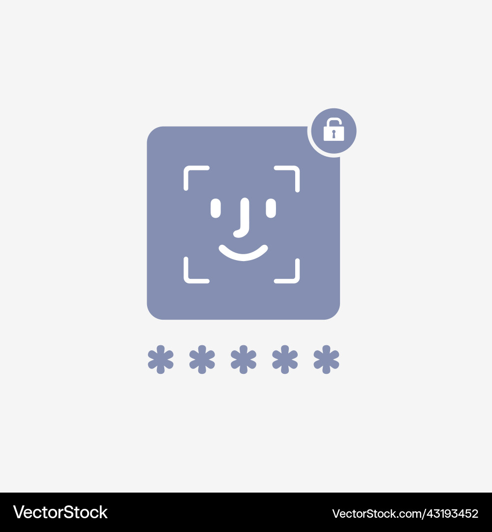 Secure password entry with biometrics - face Secure password entry with biometrics - face vector image
