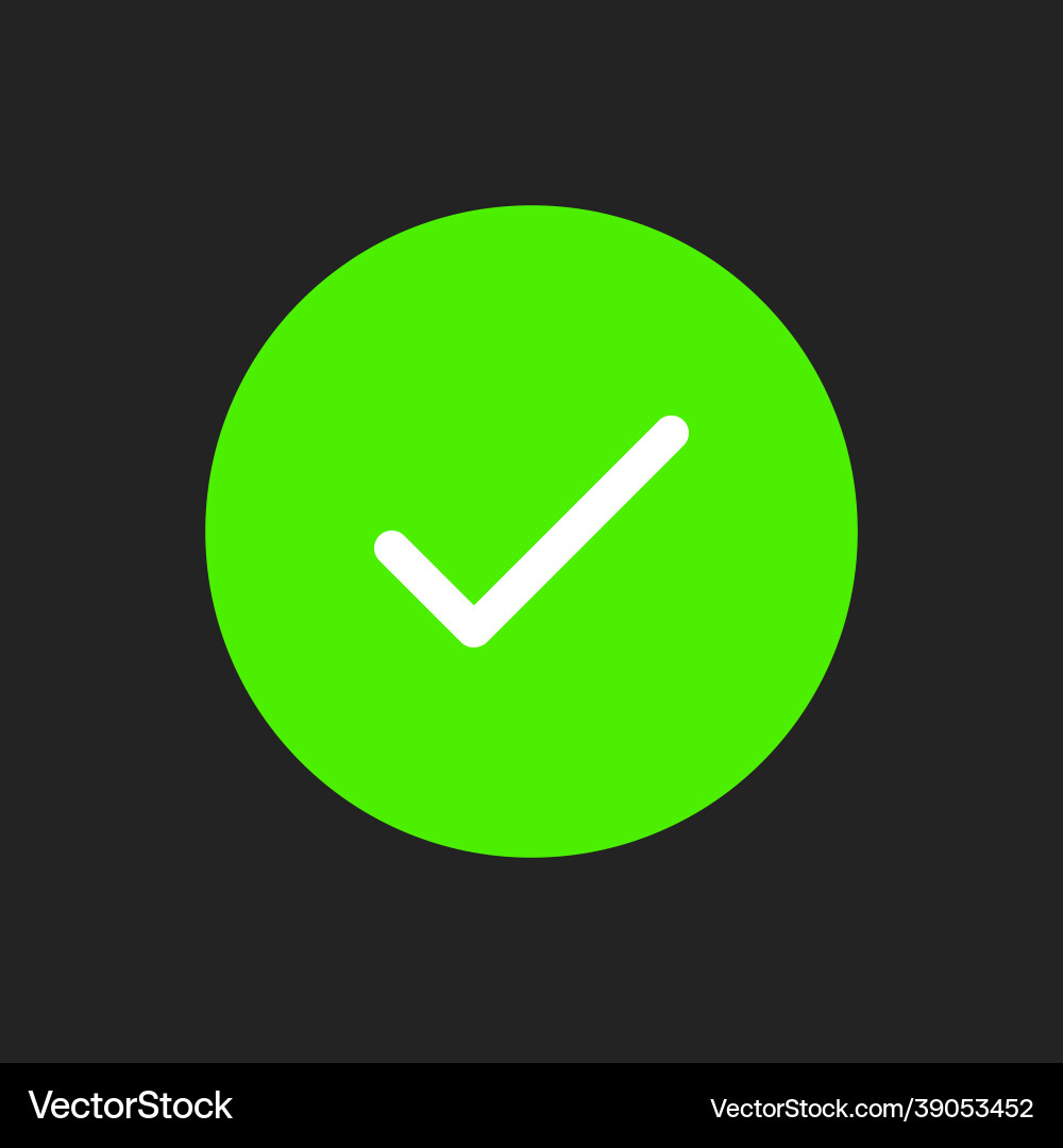 White checkmark button on green rounded background White checkmark button on green rounded background vector image