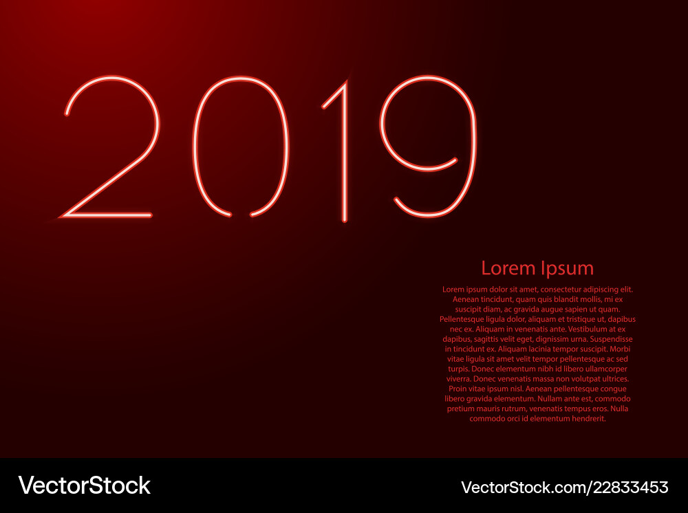 2019 number new year text from glowing red neon 2019 number new year text from glowing red neon vector image