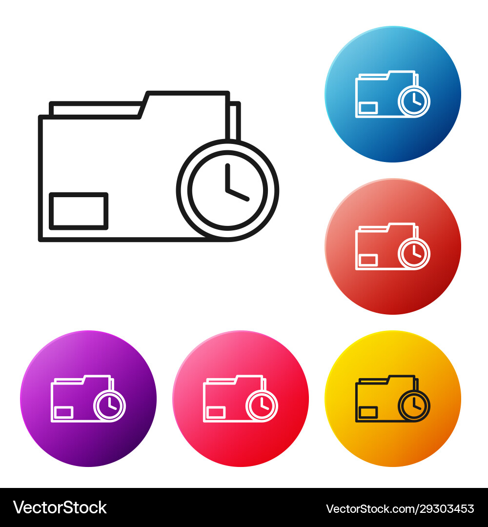 Black line document folder with clock icon Black line document folder with clock icon vector image