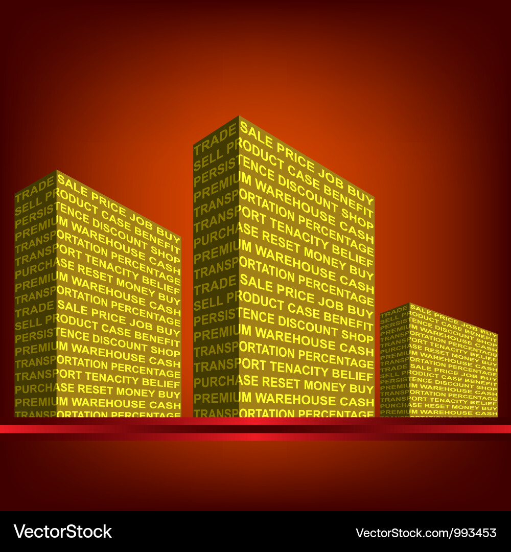 Building made up of words trade Vector Image
