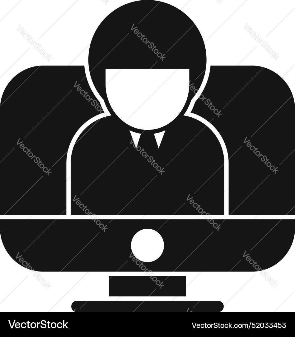 Businessman using desktop computer icon showing Vector Image