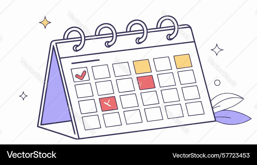 Calendar with marked dates symbolizing planning vector image