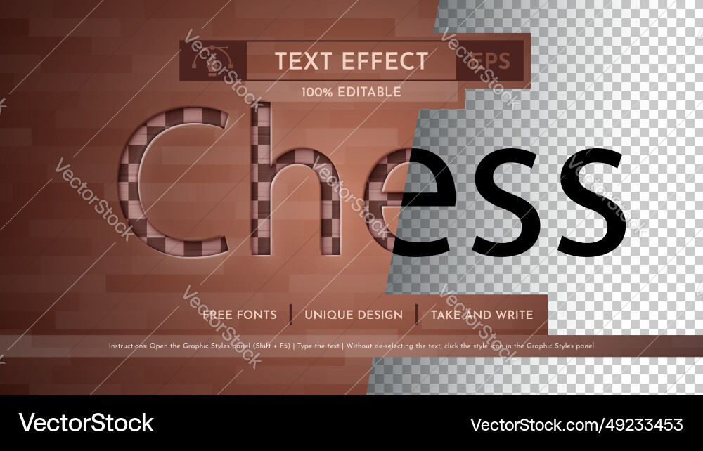 Chess Text Effect - Editable Font Vector Image