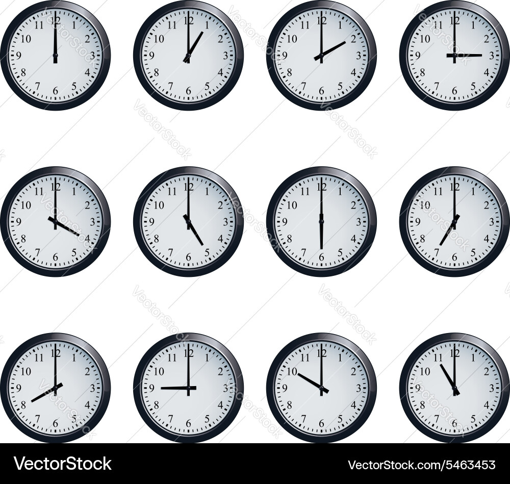 Clock Set - Hourly Time Display vector image